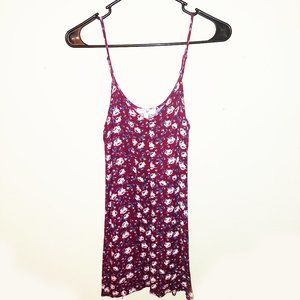 love fire burgundy pink floral summer mini dress